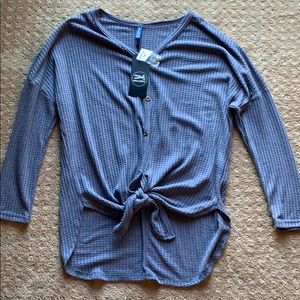 Iwollence waffle-knit tie-front top